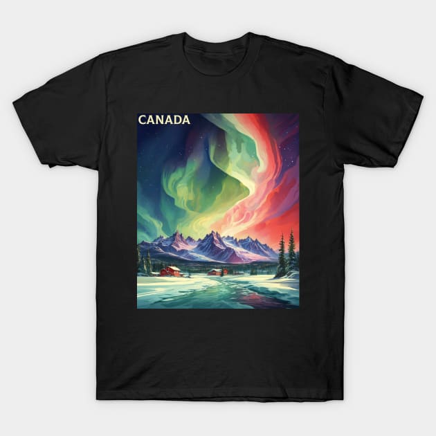 Canada Aurora Boreal Vintage Poster Tourism T-Shirt by TravelersGems